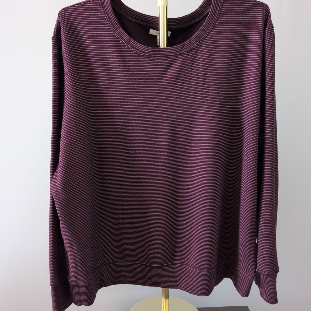 Maurices Sweatshirt Womens XXL Purple Striped Crew Neck Pullover Plus Size Top